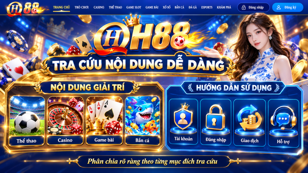 Trang chủ QH88 phân chia nội dung giải trí và hướng dẫn sử dụng theo từng mục đích tra cứu